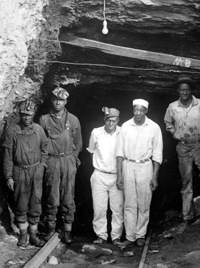 File:Banner Mine workers at slope entrance.jpg