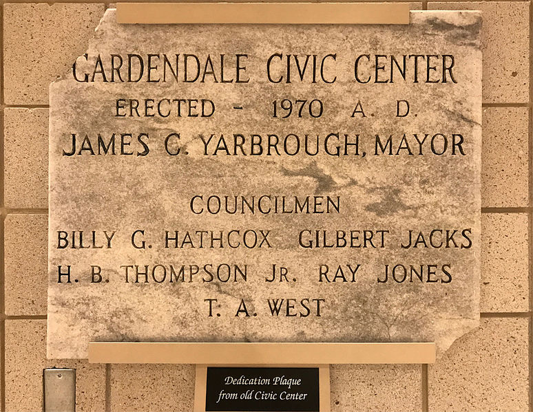 File:Gardendale Civic Center - 1970 plaque.jpg