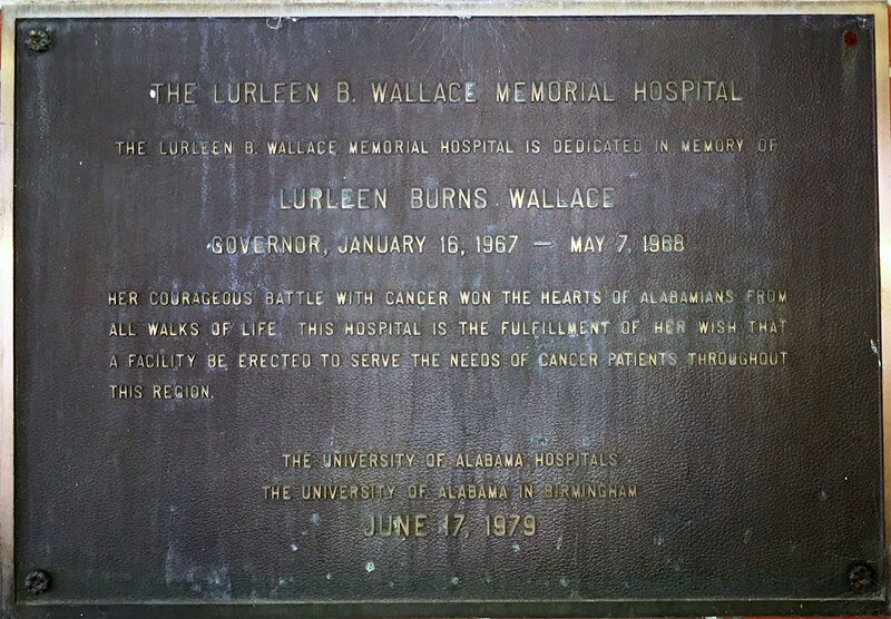 File:Spain Wallace plaque - Lurleen B Wallace Memorial Hospital.jpg