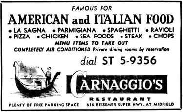 A 1960 advertisement for Carnaggio's