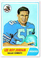 1968 Lee Roy Jordan trading card by Topps