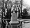 Reflecting pool with Miss Liberty statue in the late 1970s