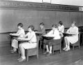 A Group of students demonstrate good posture in 1933. courtesy BPL Archives