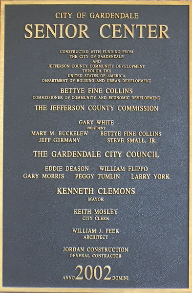 File:Gardendale Senior Center plaque.jpg