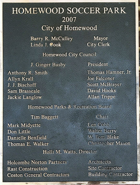 File:Homewood Soccer Park plaque.jpg