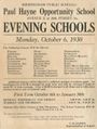 1930 advertisement for Paul Hayne Opportunity School
